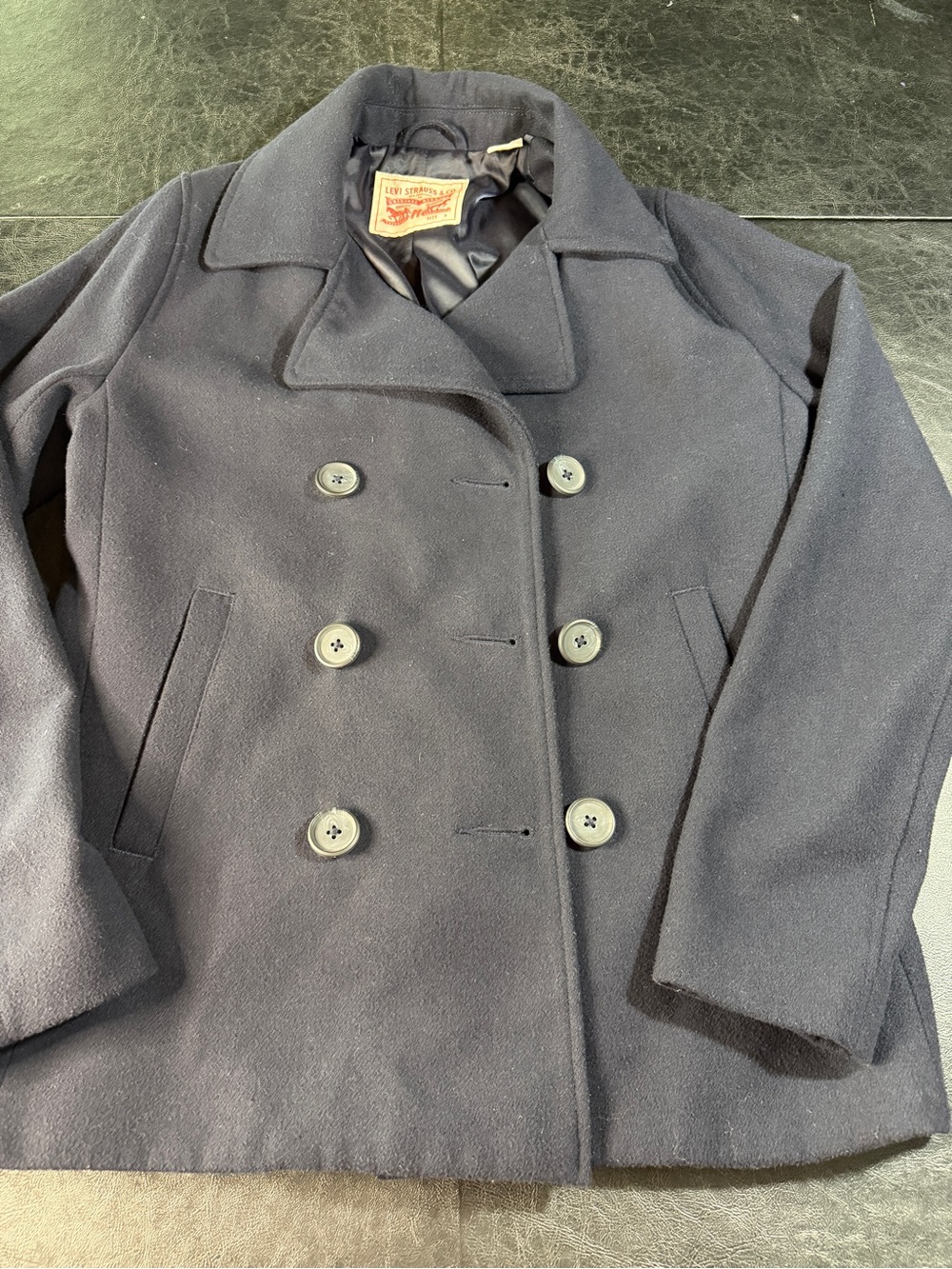 Women’s Levi Straus Navy Double Breasted Peacoat Size Small